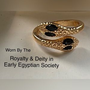 SALE🎉 Snake Jewelry Still Popular Today. Two Headed Black Eyes Gold Snake Ring.
